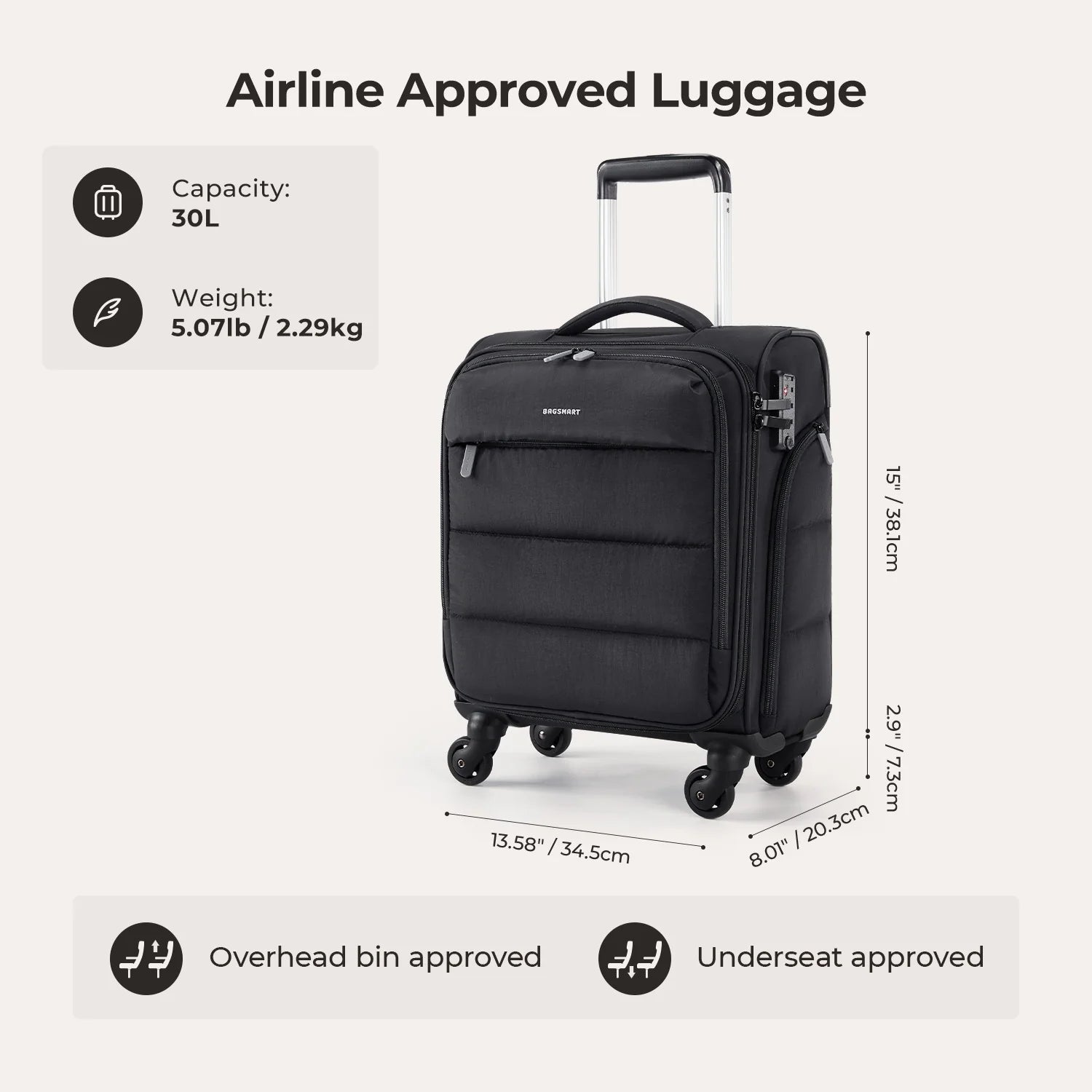 Bagsmart 16" Personal Item Carry on Luggage
