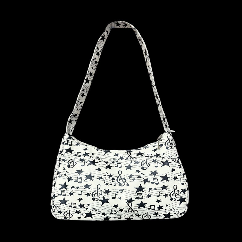 3SAN Urban Minimalist BeatPop Bag - Geometric Pentagram Print PU Leather Underarm Shoulder Bag