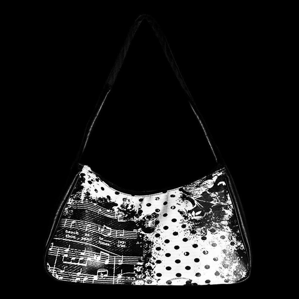 3SAN BeatRogue Urban Minimalist Underarm Bag - Black & White Pattern PU Leather