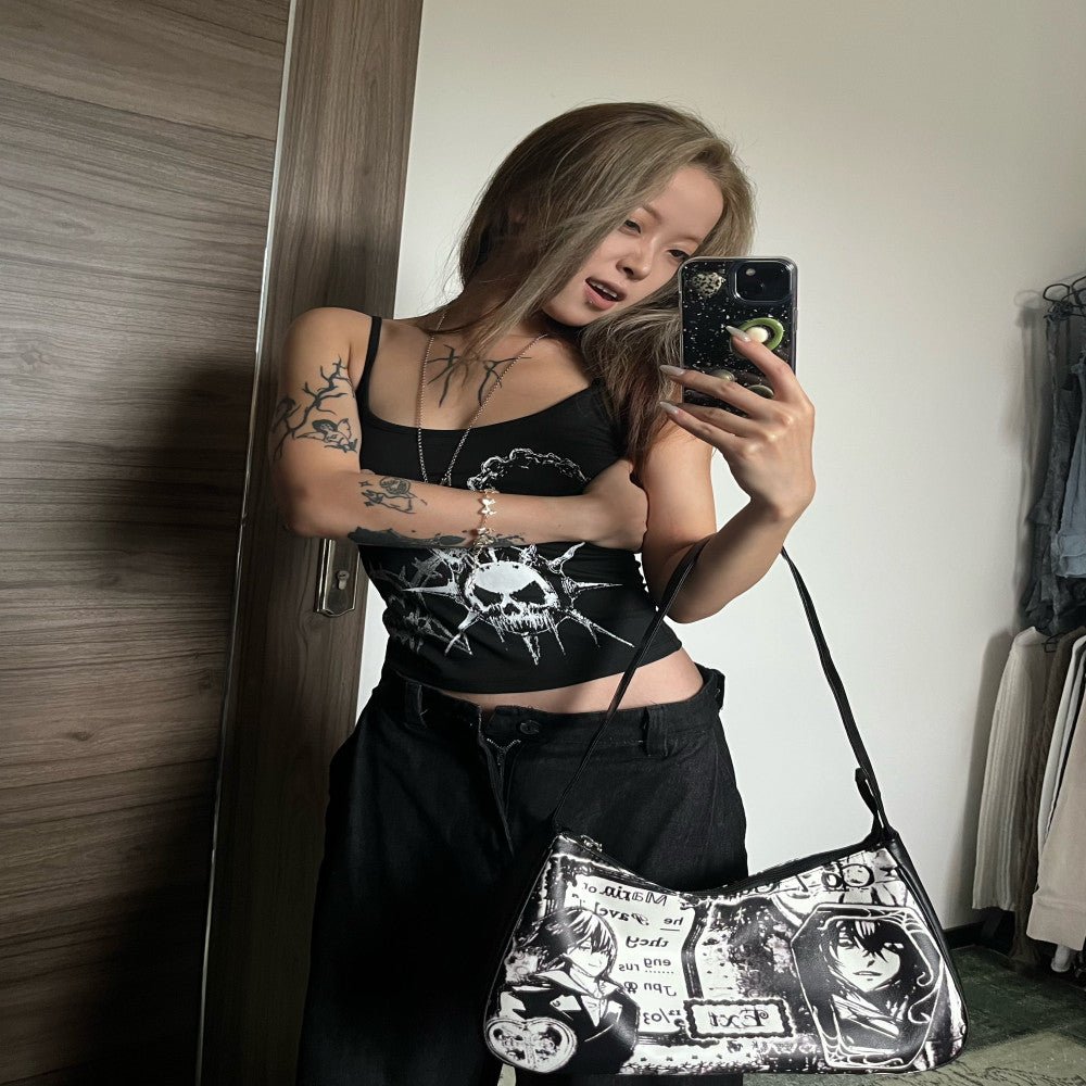 3SAN NeoManga Anime Portrait Urban Minimalist PU Shoulder Bag