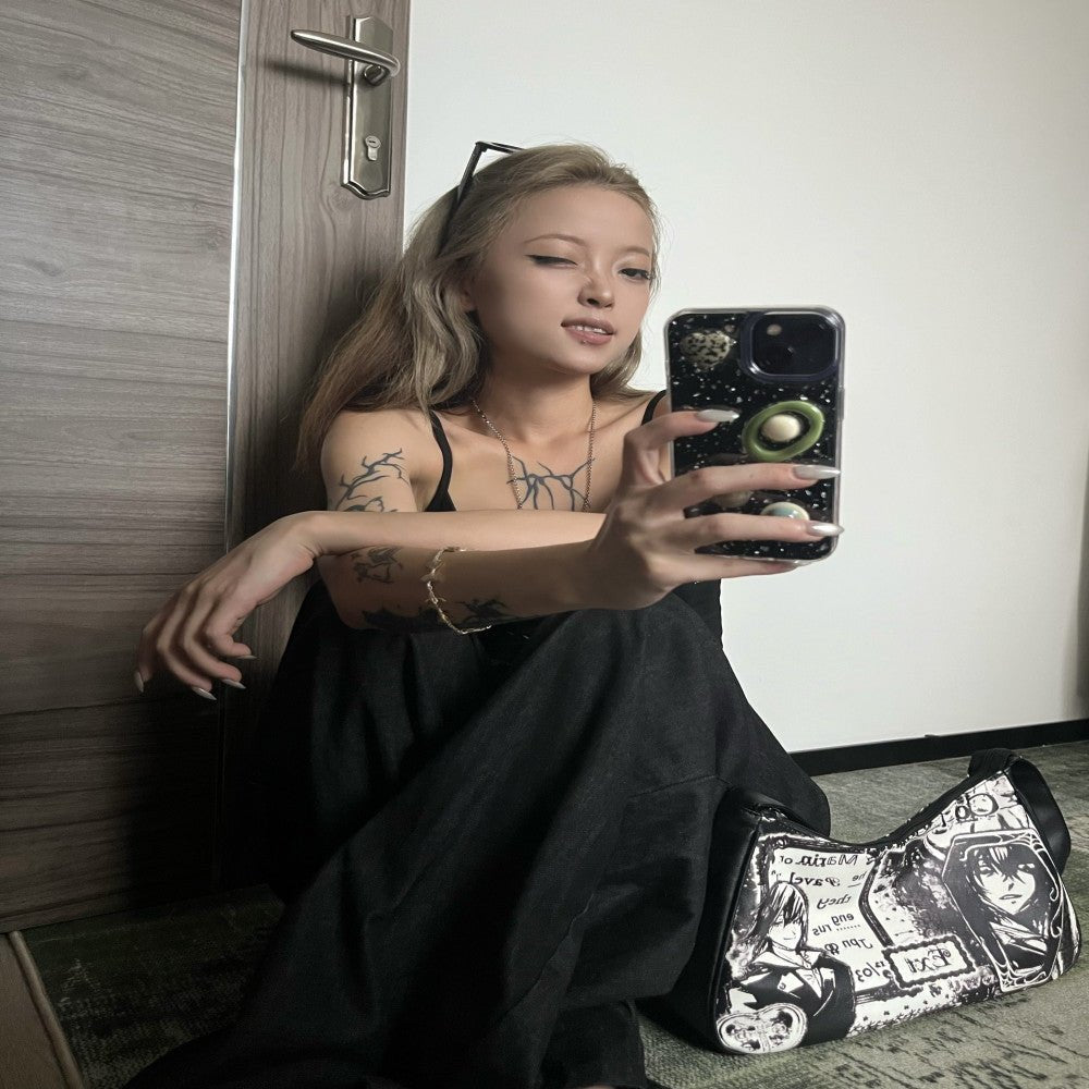 3SAN NeoManga Anime Portrait Urban Minimalist PU Shoulder Bag