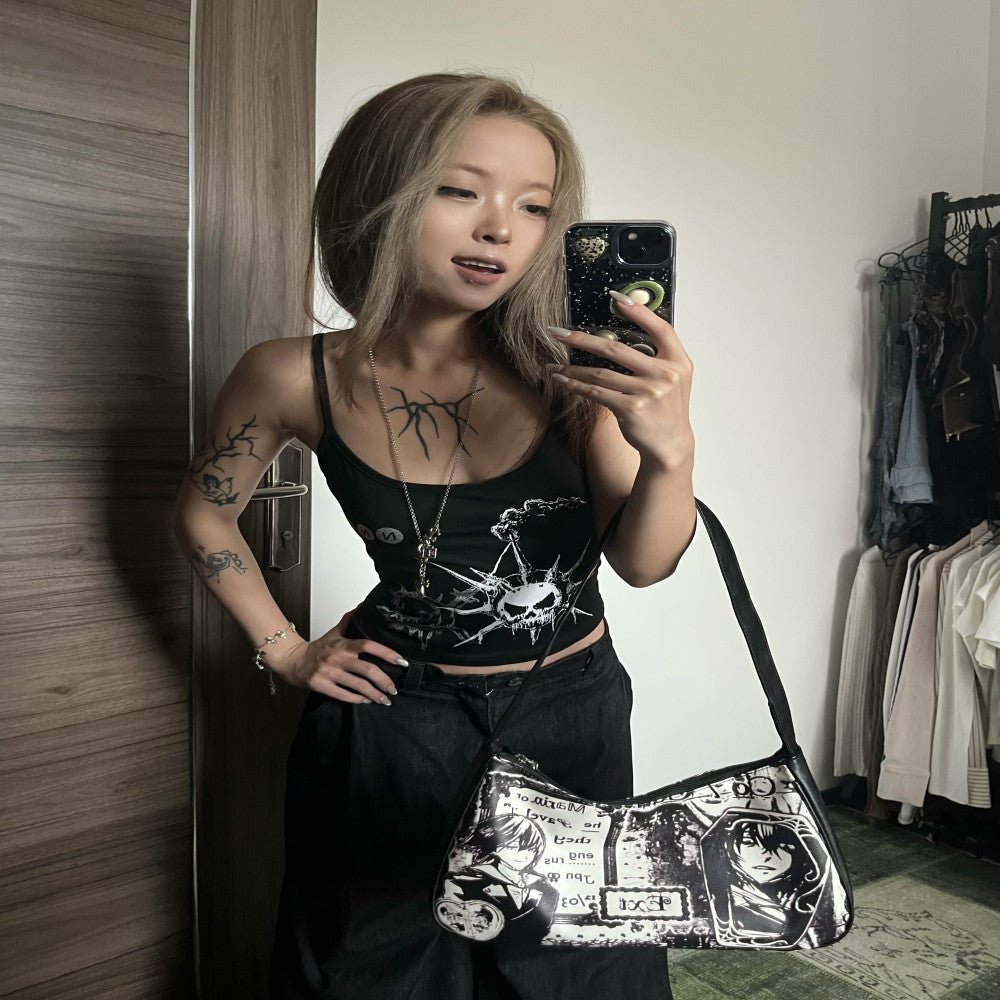 3SAN NeoManga Anime Portrait Urban Minimalist PU Shoulder Bag