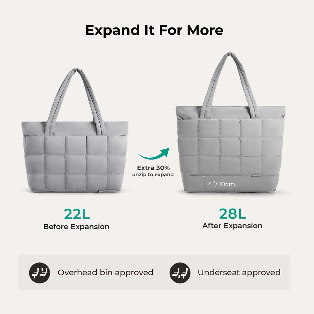 Bubble 22L-28L Expandable Puffer Travel Tote Bag