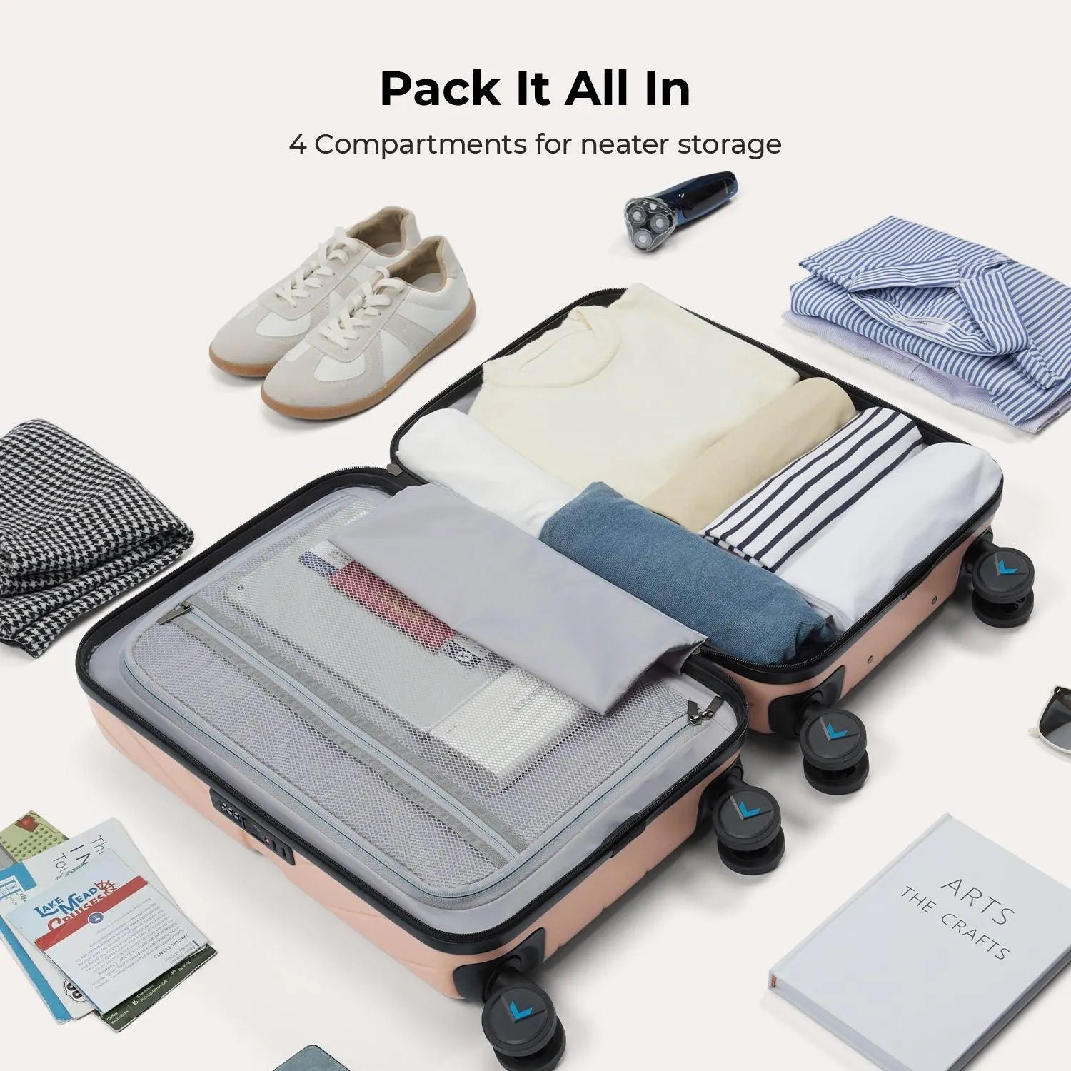 Daren 16-20 Inch Lightweight Hardside Carry-On Suitcase