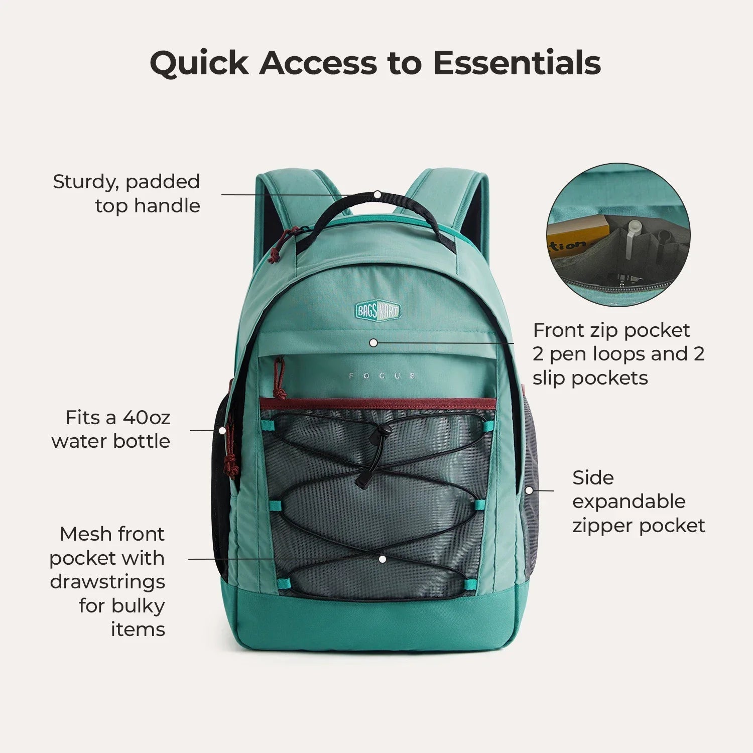 Focus 15.6" Laptop Backpack