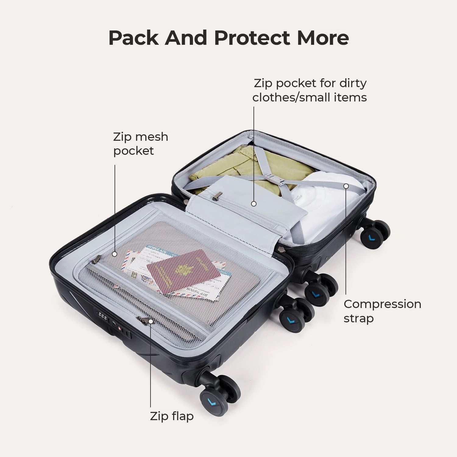 Daren 16-20 Inch Lightweight Hardside Carry-On Suitcase