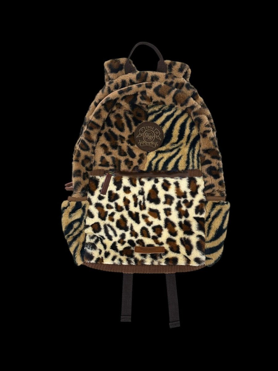 Limited Edition Multi Leopard Print Plush Faux Fur Bag with Zipper Closure - Medium, Unisex Leisure Bag