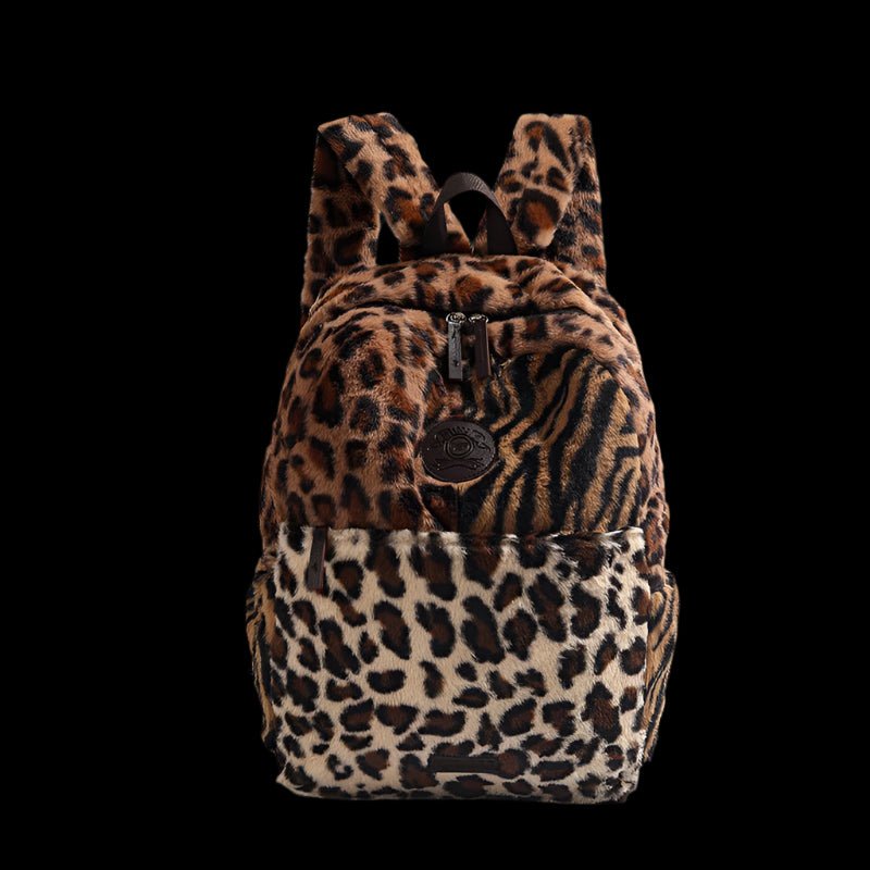Limited Edition Multi Leopard Print Plush Faux Fur Bag with Zipper Closure - Medium, Unisex Leisure Bag