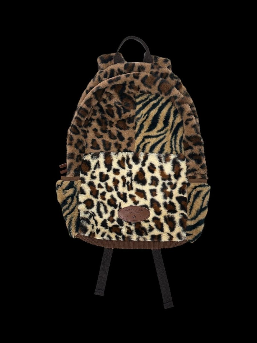 Limited Edition Multi Leopard Print Plush Faux Fur Bag with Zipper Closure - Medium, Unisex Leisure Bag