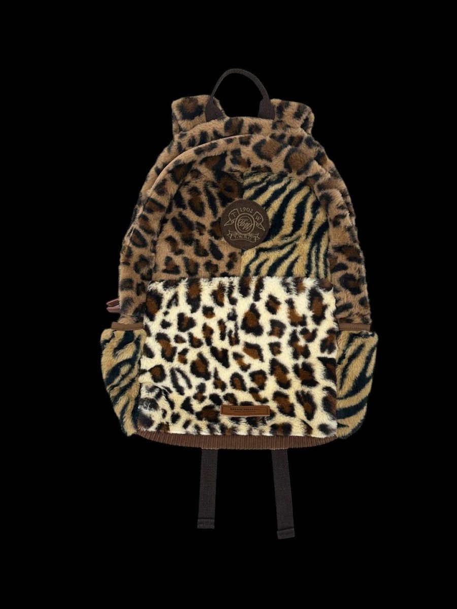 Limited Edition Multi Leopard Print Plush Faux Fur Bag with Zipper Closure - Medium, Unisex Leisure Bag