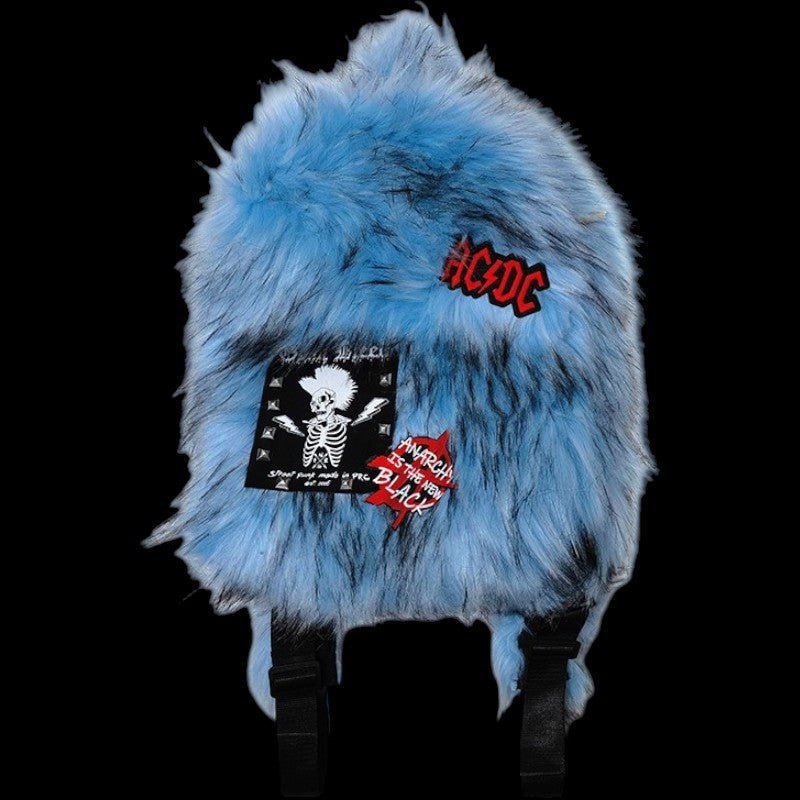 Lost Series v3 Punk Rock Faux Fur Plush Backpack - Edgy Streetwear Accessory