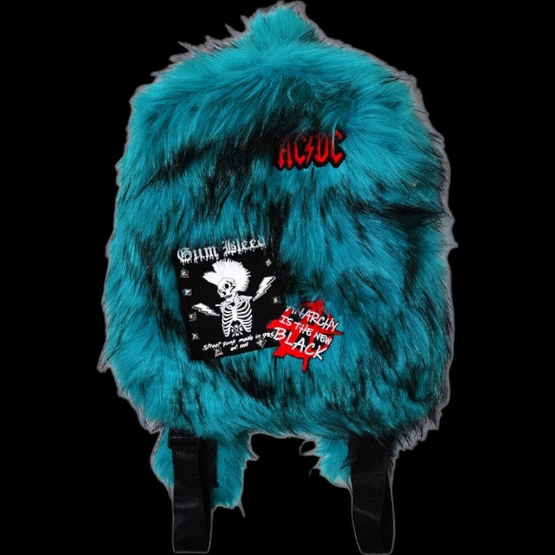 Lost Series v3 Punk Rock Faux Fur Plush Backpack - Edgy Streetwear Accessory