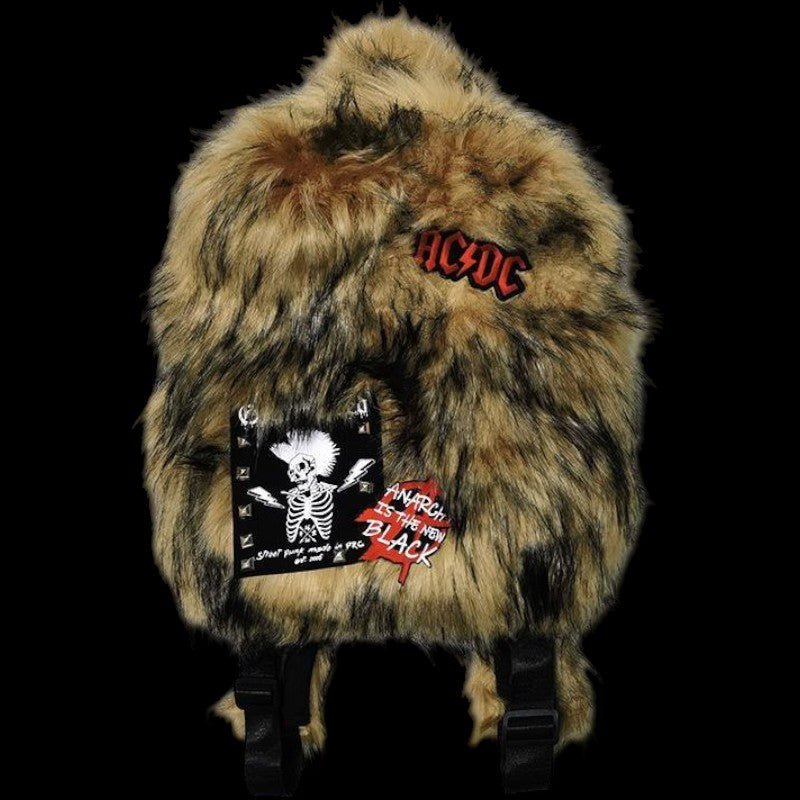 Lost Series v3 Punk Rock Faux Fur Plush Backpack - Edgy Streetwear Accessory