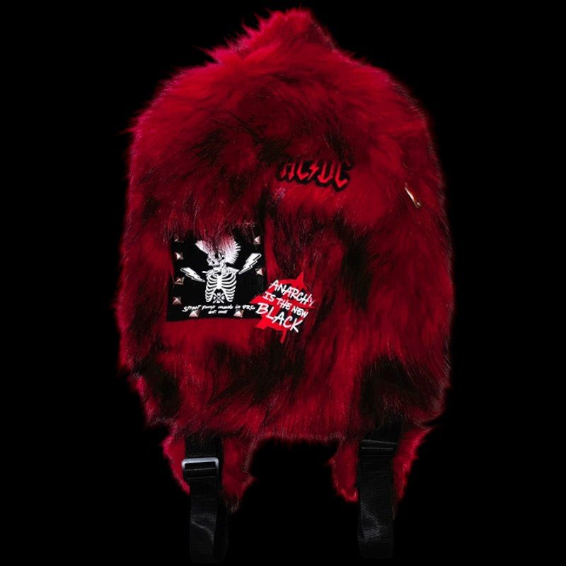 Lost Series v3 Punk Rock Faux Fur Plush Backpack - Edgy Streetwear Accessory