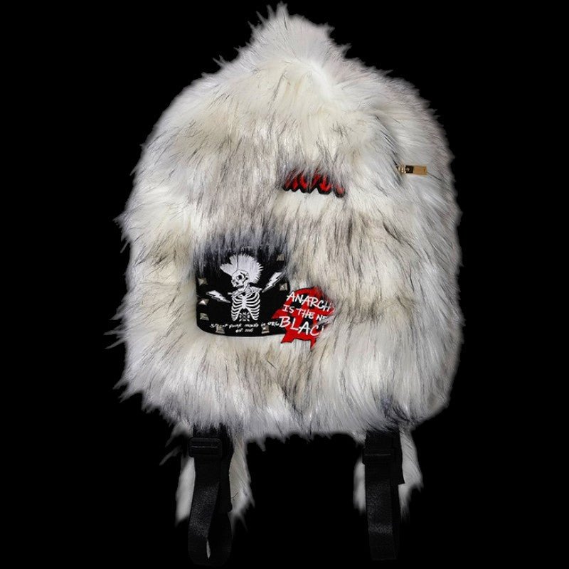 Lost Series v3 Punk Rock Faux Fur Plush Backpack - Edgy Streetwear Accessory