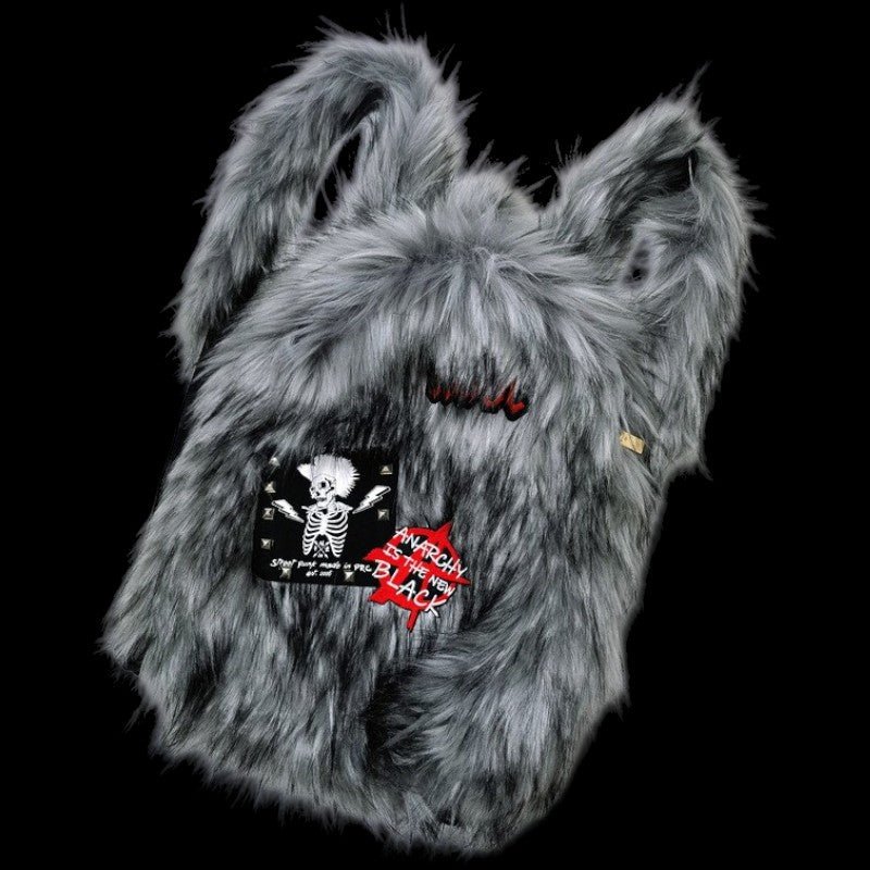 Lost Series v3 Punk Rock Faux Fur Plush Backpack - Edgy Streetwear Accessory