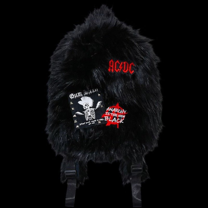 Lost Series v3 Punk Rock Faux Fur Plush Backpack - Edgy Streetwear Accessory