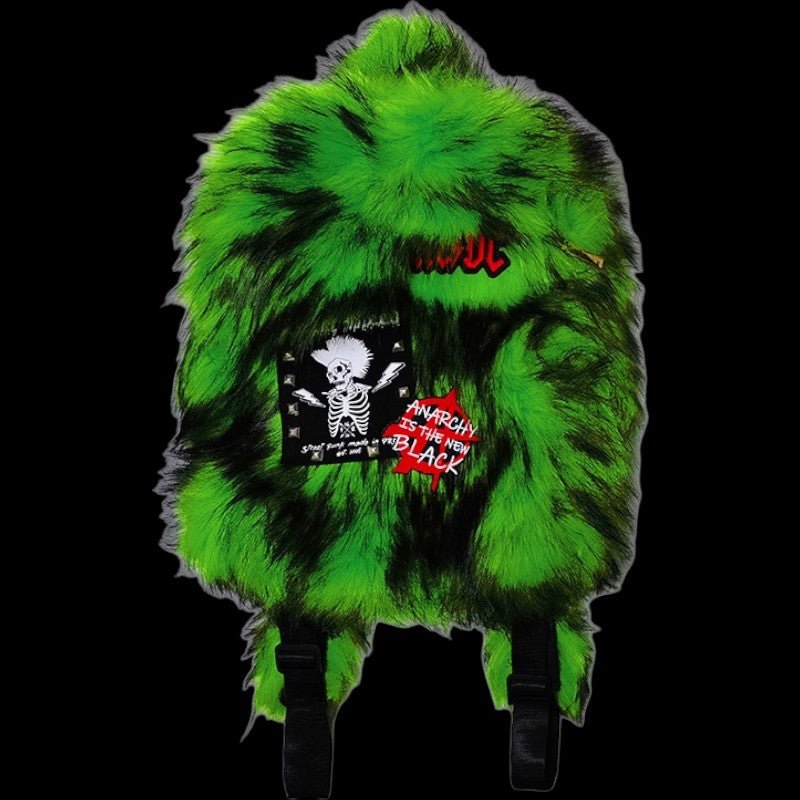 Lost Series v3 Punk Rock Faux Fur Plush Backpack - Edgy Streetwear Accessory