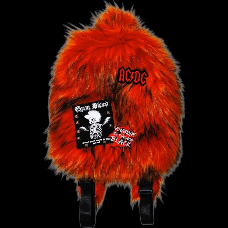 Lost Series v3 Punk Rock Faux Fur Plush Backpack - Edgy Streetwear Accessory