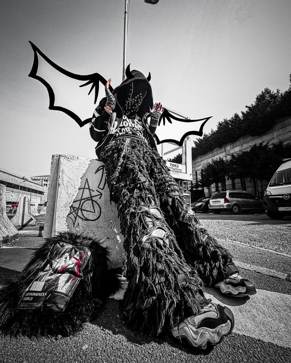 NOTHINGNESSWORLD "Lost Series" Punk Patch Detail Cotton Backpack with Zipper Pockets