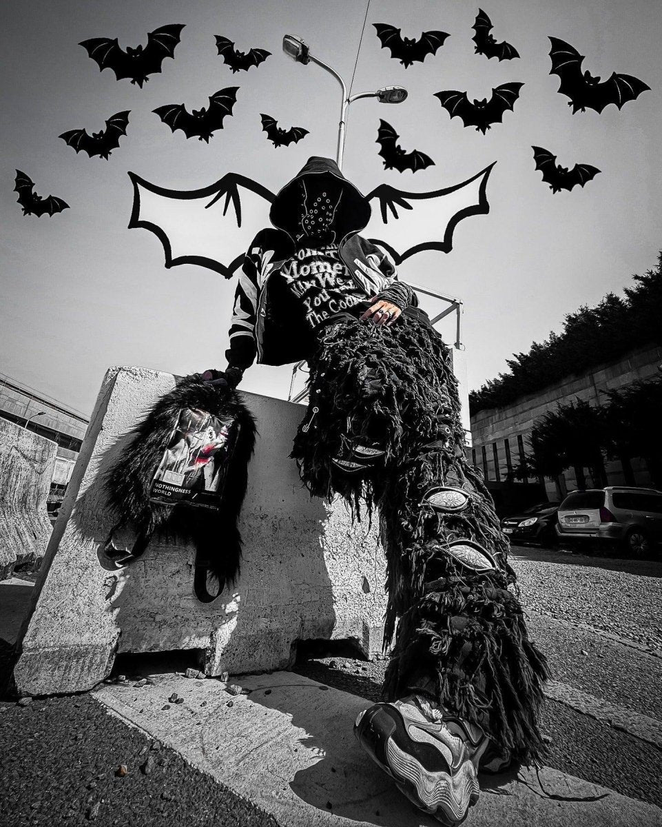 NOTHINGNESSWORLD "Lost Series" Punk Patch Detail Cotton Backpack with Zipper Pockets