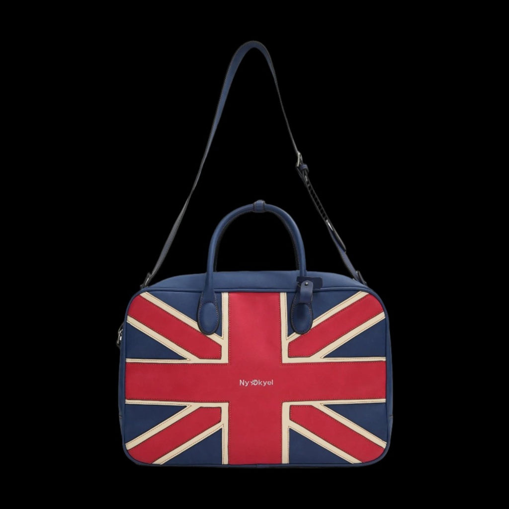 NyDkyel™ 2024 Fall/Winter Union Jack Embroidery PU Boston Leather Bag - Retro European & American Style Crossbody