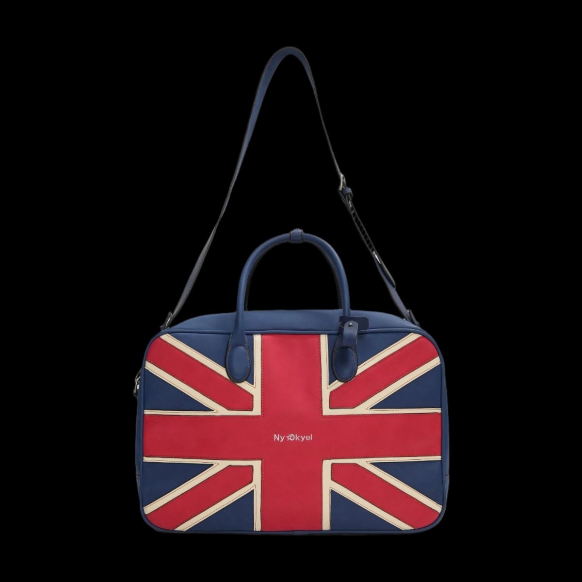 NyDkyel™ 2024 Fall/Winter Union Jack Embroidery PU Boston Leather Bag - Retro European & American Style Crossbody