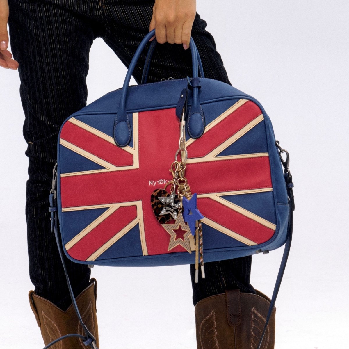 NyDkyel™ 2024 Fall/Winter Union Jack Embroidery PU Boston Leather Bag - Retro European & American Style Crossbody