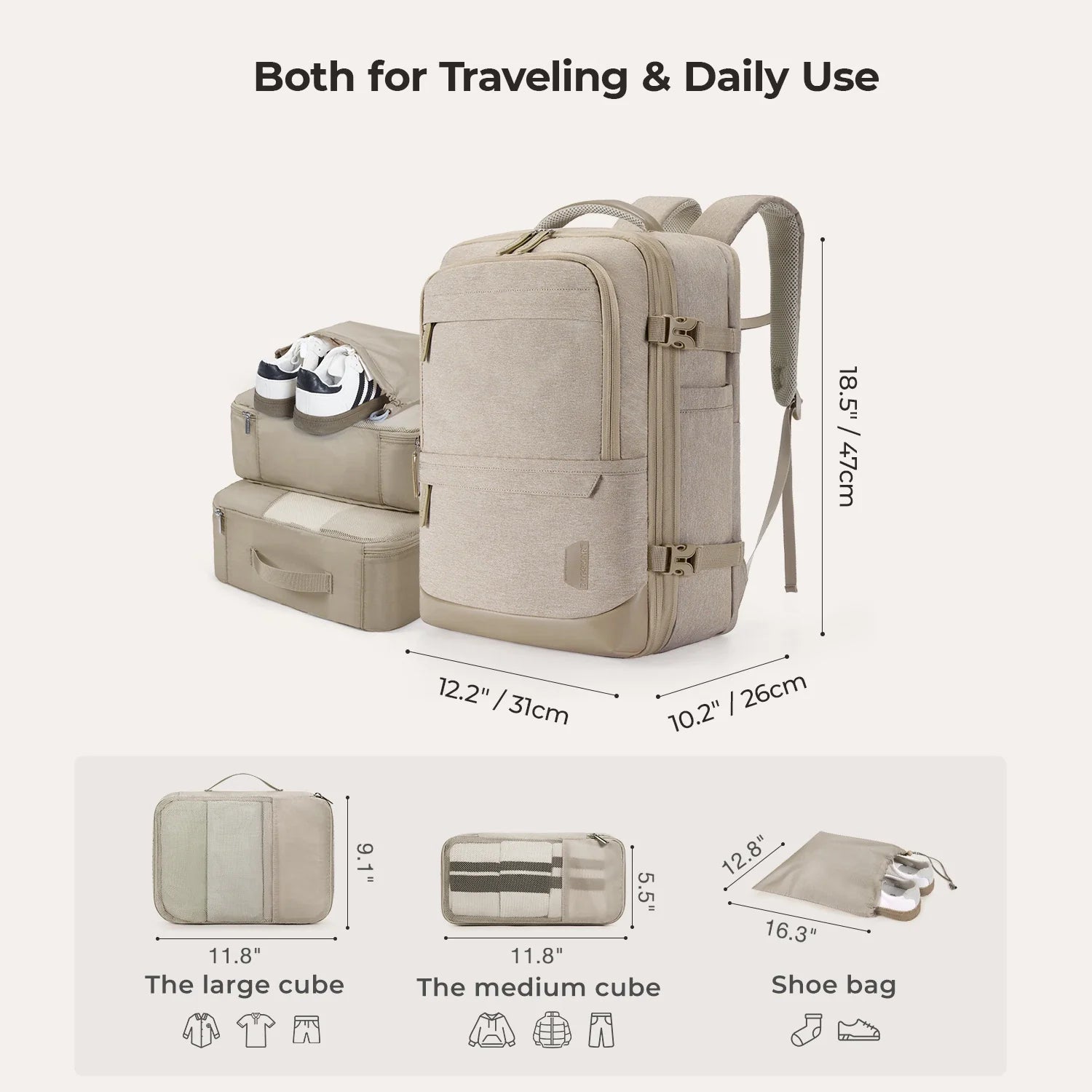 Falco 40L Expandable Airline Approved Carry On Travel Backpack