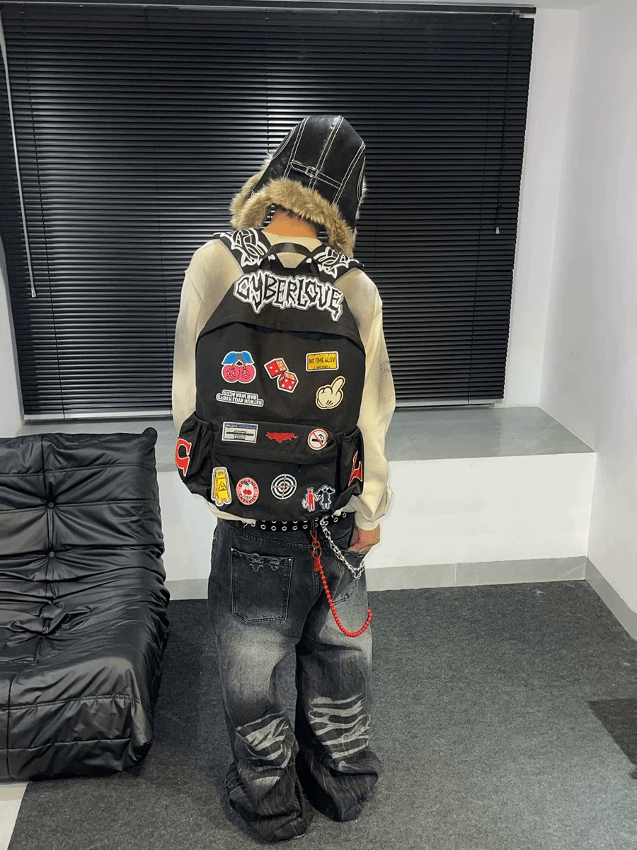 PatchRiot Unique Patchwork Design Backpack - Durable, Spacious, and Stylish