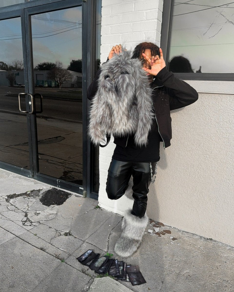 Lost Series Plush Backpack - Soft Faux Fur Unisex Medium Size with Zipper Closure