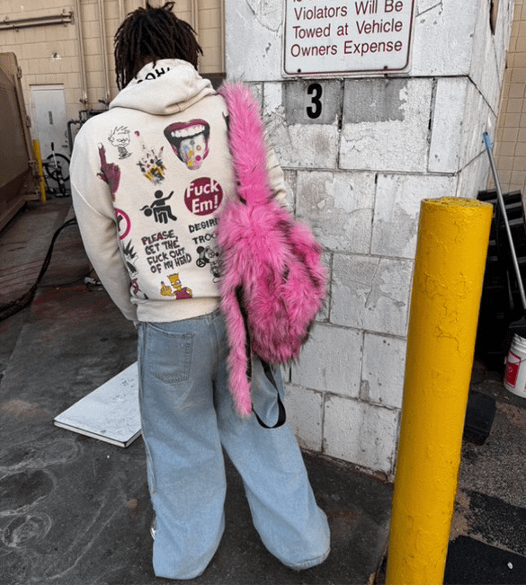 Lost Series Plush Backpack - Soft Faux Fur Unisex Medium Size with Zipper Closure