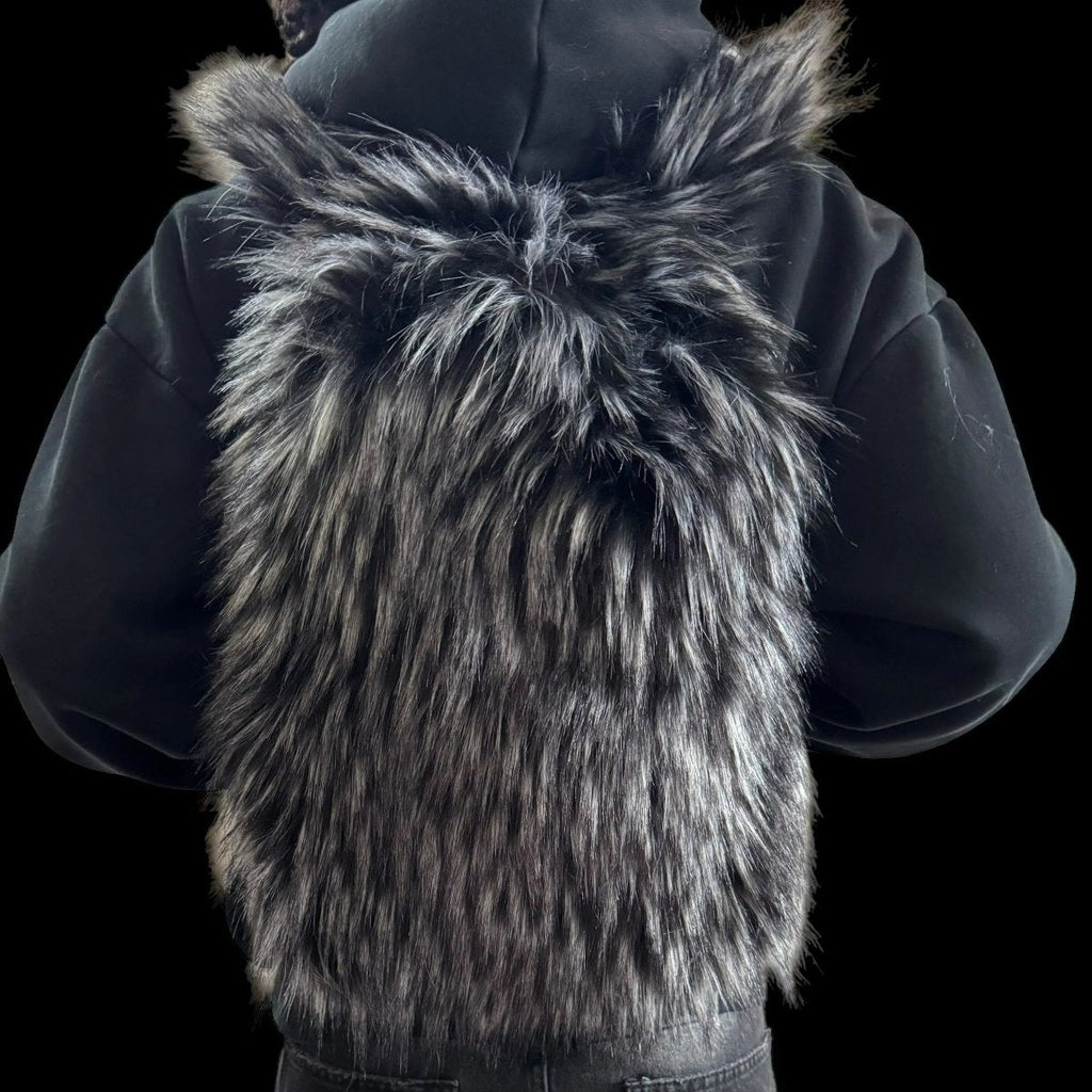 Lost Series Plush Backpack - Soft Faux Fur Unisex Medium Size with Zipper Closure