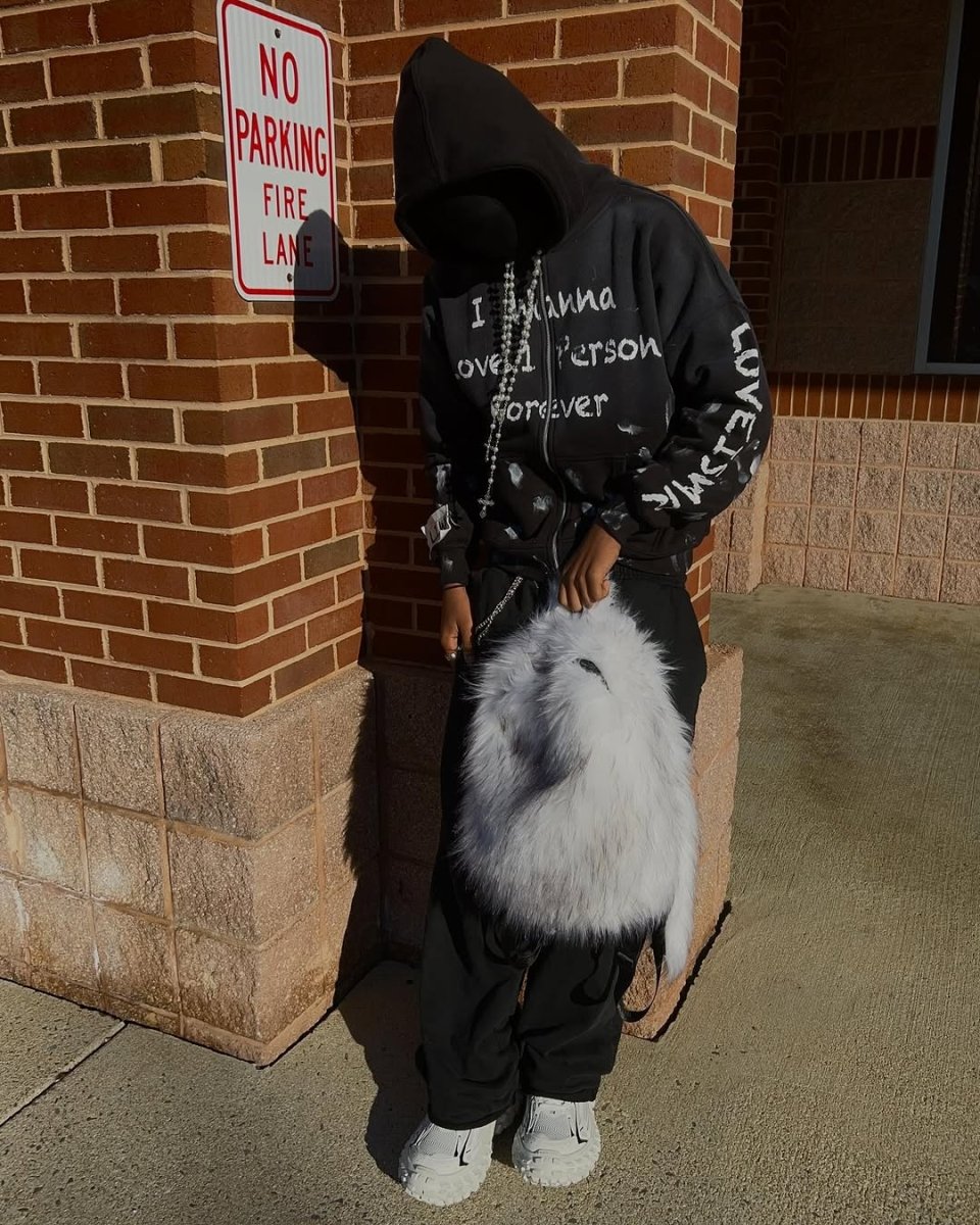 Lost Series Plush Backpack - Soft Faux Fur Unisex Medium Size with Zipper Closure