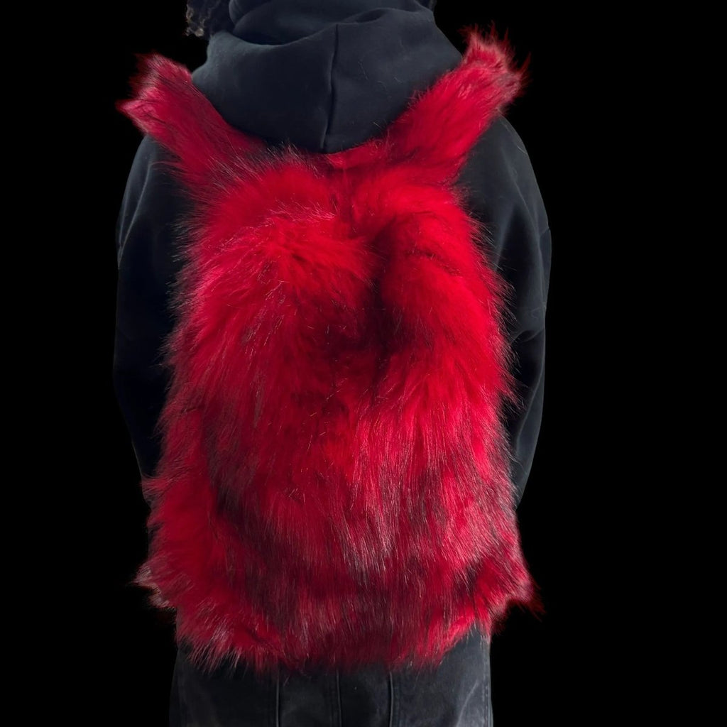 Lost Series Plush Backpack - Soft Faux Fur Unisex Medium Size with Zipper Closure