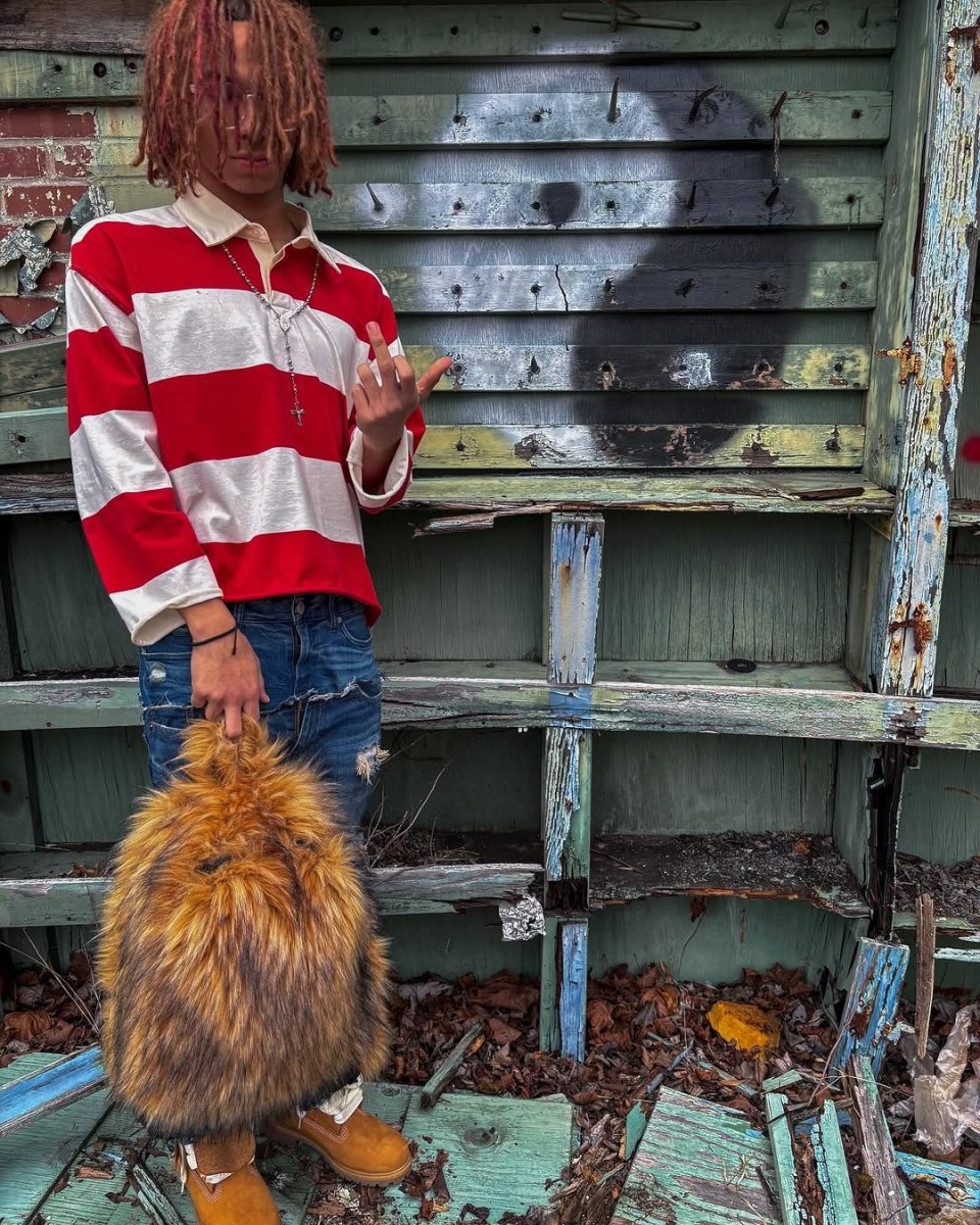 Lost Series Plush Backpack - Soft Faux Fur Unisex Medium Size with Zipper Closure