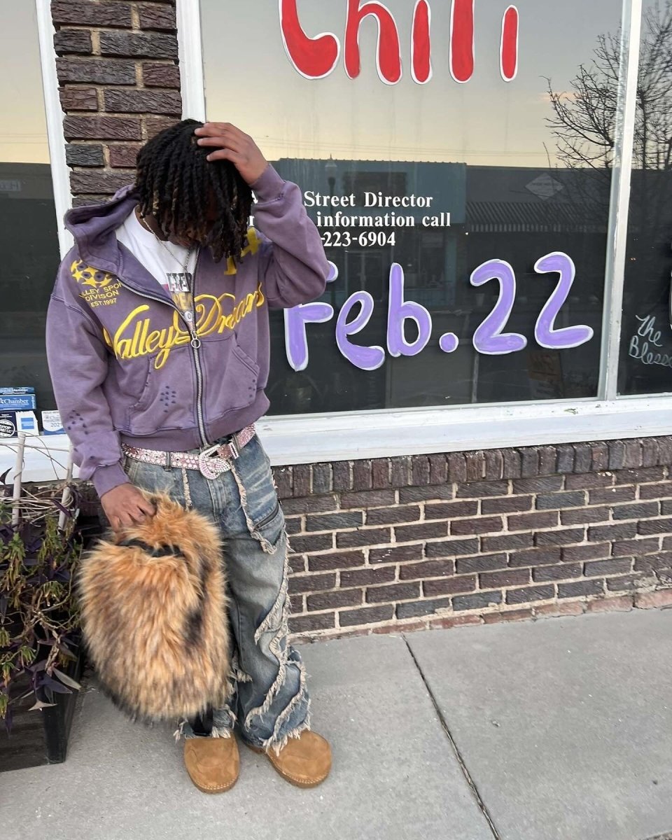 Lost Series Plush Backpack - Soft Faux Fur Unisex Medium Size with Zipper Closure