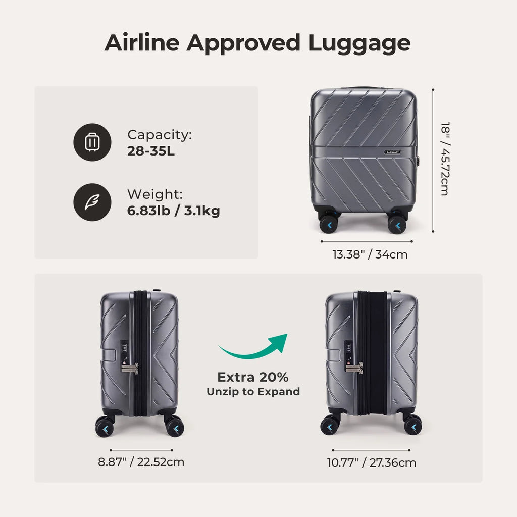 Daren 16-20 Inch Lightweight Hardside Carry-On Suitcase